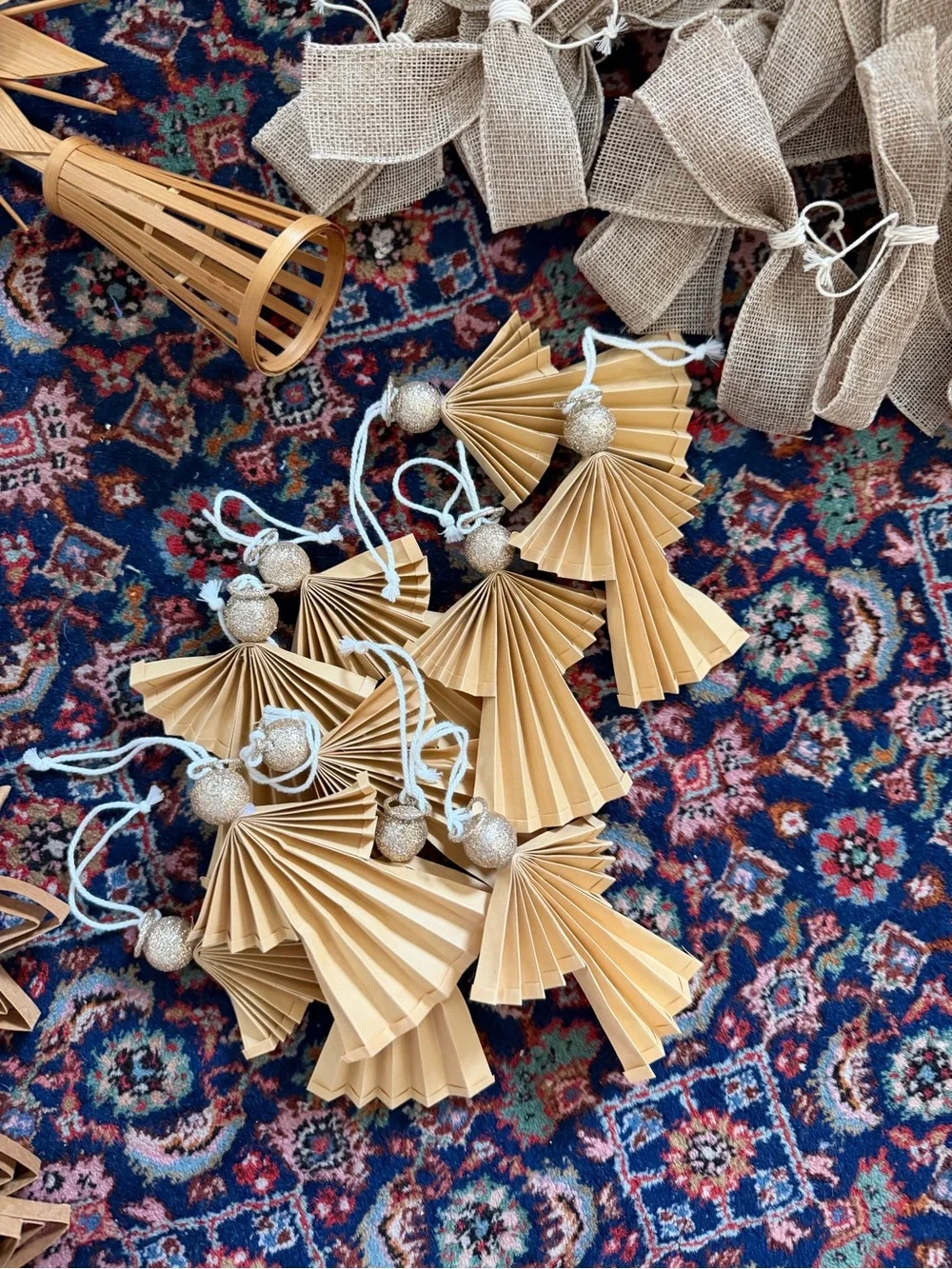 West Elm White & Gold Scandinavian Paper Ornaments & Stockings